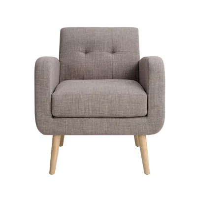 Agaile Mid-century Modern Fabric Accent Armchair Single Sofa With Rubber Wood Legs For Living Room In Brown
