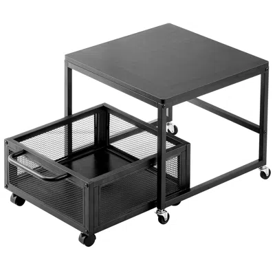 Agaile Mini Fridge Stand With Storage, 198 Lbs Mini Fridge Table With Movable Storage Cart & Swivel Wheels, In Black