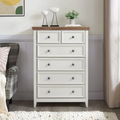 Agaile Modern 6 Drawers Dresser 6 Drawers Cabinet,chest Of Drawers Closet Organizers And Storage Clothes St In White