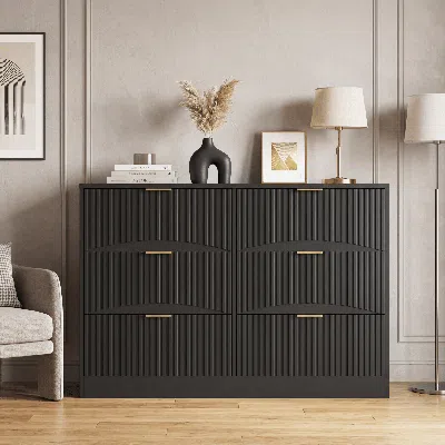 Agaile Modern 6-drawer Dresser, Chest Of Drawers For Bedroom, Living Room, Hallway, And Entryway - Large St In Gray