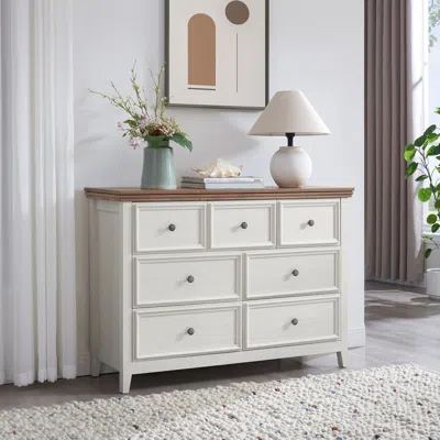 Agaile Modern 7 Drawers Dresser 7 Drawers Cabinet,chest Of Drawers Closet Organizers And Storage Clothes St In White