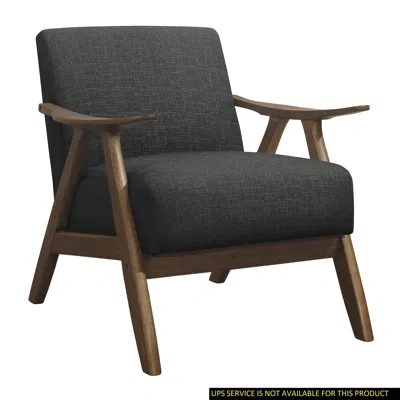 Agaile Modern Home Furniture Dark Gray Fabric Upholstered 1pc Accent Chair Cushion Back And Seat Walnut Fin In Black