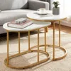 Agaile Modern Marble Look Stacking Nesting Coffee Table Set In Brown