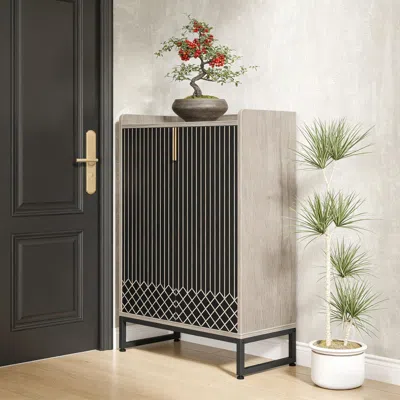 Agaile Modern Shoe Cabinet With Doors, 5-tier Modern Shoe Rack Organizer In Gray