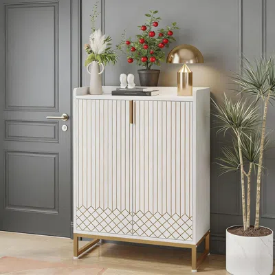 Agaile Modern Shoe Cabinet With Doors, 5-tier Modern Shoe Rack Organizer In White