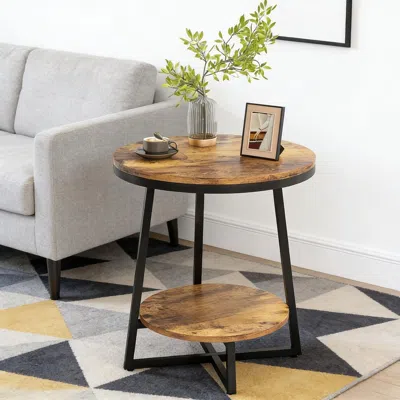 Agaile Modern Side Table,rustic End Table,round Coffee Table In Gray