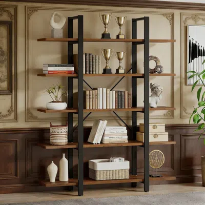 Agaile Open Etagere Bookcase Storage Display Rack,5-tier Bookshelf In Black