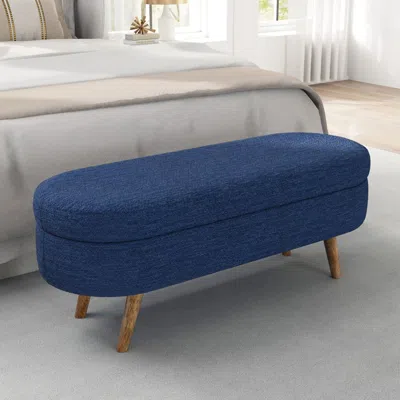 Agaile Ottoman Oval Storage Bench,rubber Wood Legs,blue(43.5"x16"x16")