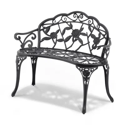 Agaile Outdoor Bench, 38.8 Inches Metal Garden Bench For Outdoors,480 Lbs Load Capacity Bench, Outdoor Gard In Black
