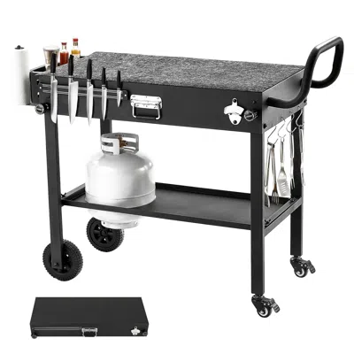 Agaile Outdoor Grill Cart, 31.0 X 17.0 Inch Tabletop Size Grilling Table, Foldable Outdoor Cooking Table Wi In Gray