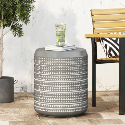 Agaile Outdoor Lightweight Concrete Side Table In Gray
