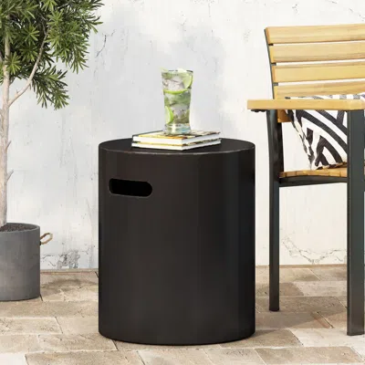 Agaile Outdoor Lightweight Concrete Side Table, In Black
