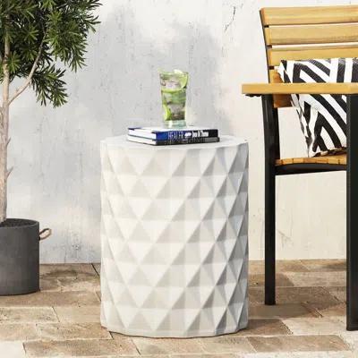 Agaile Outdoor Lightweight Concrete Side Table In White