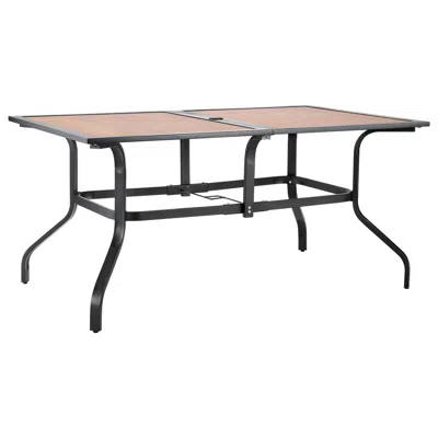 Agaile Outdoor Patio Dining Table, 59 Inch Long Rectangular Wood-like Steel Slat Backyard Bistro Tables For In Brown