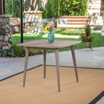 Agaile Outdoor Square Acacia Wood Table With Straight Legs, Gray In Brown