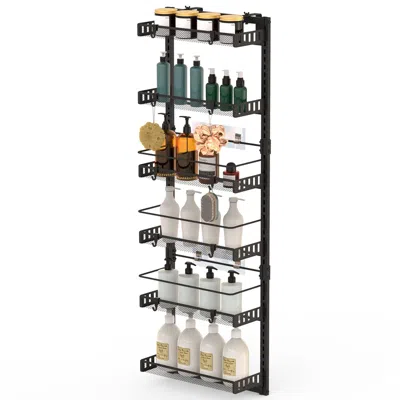 Agaile Over The Door Pantry Organizer 6-tier Pantry Door Organizer Carbon Steel 110lbs Loading Easy Install In Black