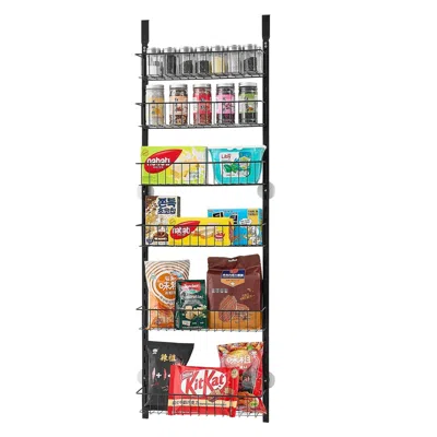 Agaile Over The Door Pantry Organizer, 6-tier Pantry Organization And Storage, Heavy-duty Steel Hanging Spi In Black