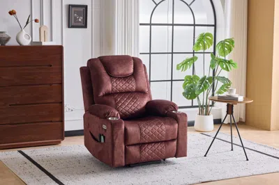 Agaile Oversized Power Lift Recliner Massage Chair For Elderly,nfinite Positions,single Motor,cup Holders,a In Brown