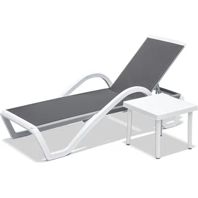 Agaile Patio Chaise Lounge Adjustable Aluminum Pool Lounge Chairs With Arm All Weather Pool Chairs For Outs In Gray