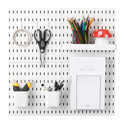 Agaile Pegboard Combination Kit, 11" X 11" Plastic Pegboard, 4 Panels, Peg Board Wall Organizer Kit With Ac In Multi