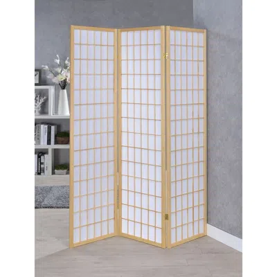 Agaile Porch & Den Natural 3-panel Room Divider Folding Shoji Screen In Gold