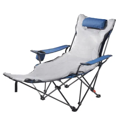 Agaile Reclining Camping Chair, 4 Adjustable Positions, Portable Folding Lounger For Adults, Mesh Beach Cha In Gray