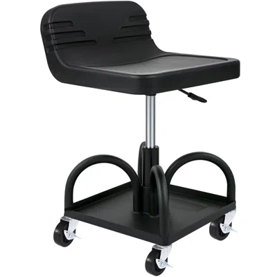 Agaile Rolling Garage Stool, 300lbs Capacity, Adjustable Height From 15.7 In To 20.5 In, Mechanic Seat With In Black