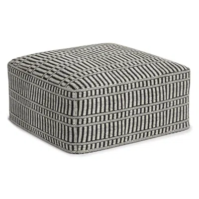 Agaile Safford - Square Woven Outdoor / Indoor Pouf - Black / White In Gray