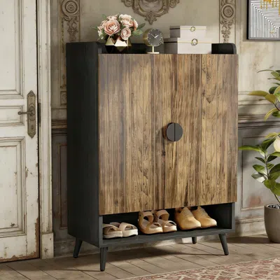 Agaile Shoe Cabinet, Shoe Storage Organizer With Adjustable Shelves In Brown