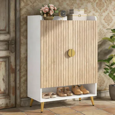 Agaile Shoe Cabinet, Shoe Storage Organizer With Adjustable Shelves In White