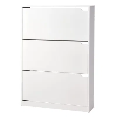 Agaile Shoe Cabinet With 3 Flip Drawers, Modern Shoes Storage Cabinet With Anti-tipping Device, Freestandin In Silver