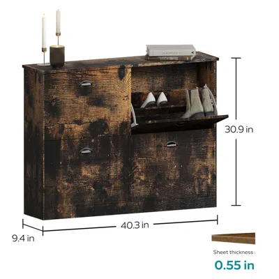 Agaile Shoe Cabinet,hidden Slim Narrow Shoe Rack Cabinet With 4 Drawers For Entryway, Foyer,hallway,bedroom In Brown