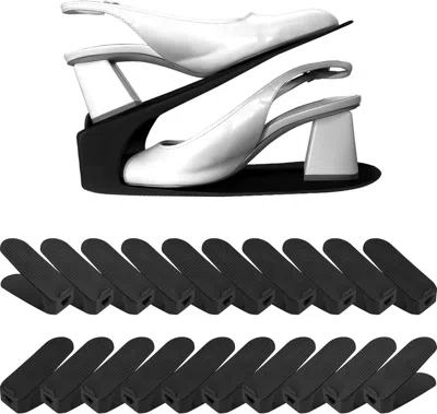 Agaile Shoe Slot Organizer 20 Pack, Space-saving Stackers For Closet, Entryway & Shoe Rack No Assembly Need In Black