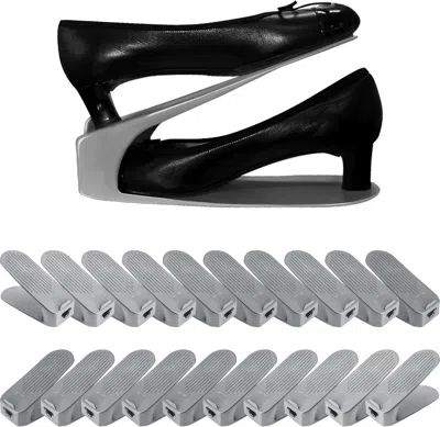 Agaile Shoe Slot Organizer 20 Pack, Space-saving Stackers For Closet, Entryway & Shoe Rack No Assembly Need In Black