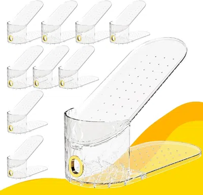 Agaile Shoe Slots Organizer, Adjustable 10 Pack Shoe Stacker For Closet Storage, Clear Double Layer Space S In Transparent