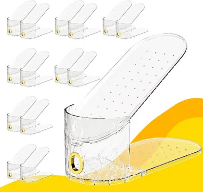 Agaile Shoe Slots Organizer, Adjustable 15 Pack Shoe Stacker For Closet Storage, Clear Double Layer Space S In Transparent