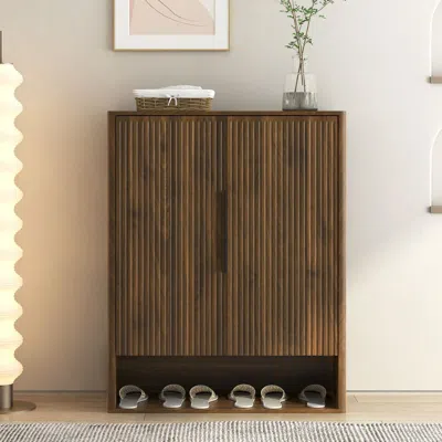 Agaile Shoe Storage Cabinet, Wooden Shoe Cabinet With Doors Modern Shoe Organizer With Adjustable Shelves,f In Brown
