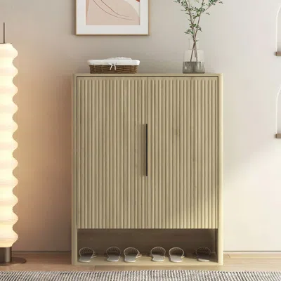 Agaile Shoe Storage Cabinet, Wooden Shoe Cabinet With Doors Modern Shoe Organizer With Adjustable Shelves,f In Brown