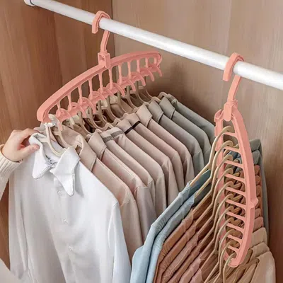 Agaile Space Saving Hangers, Clothes Hangers, 11 Holes Sturdy Hanger Clothes Organizer, Wardrobe Storage Ha In Pink