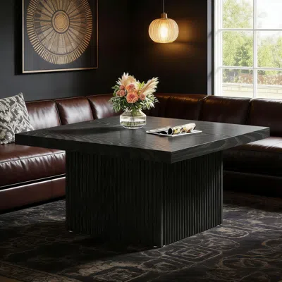 Agaile Square Coffee Table, 31.5-inch Wood Center Table Cocktail Table In Black