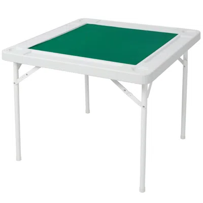 Agaile Square Folding Card Table, Mahjong Table With Green Felt,chip Trays And Cup Holders, Portable Domino
