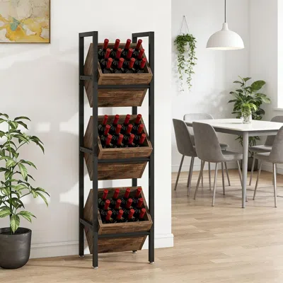 Agaile Stable Wine Storage Stand,chic Wine Rack In Brown