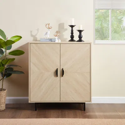 Agaile Storage Cabinet With Doors, Modern Accent Cabinet,wood Grain Decoratio Buffet Sideboards For Living  In Brown