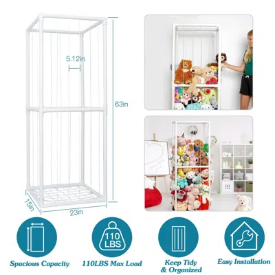 Agaile Stuffed Animal Storage Pvc Plush Organizer Shelf Plush Stuffed Animal Holder Standing Kids Toy Stora