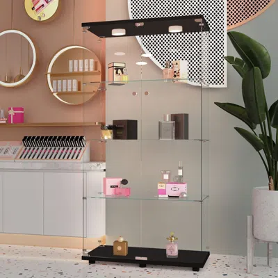 Agaile Tempered Glass Display Cabinet,wine Cabinet,storage Cabinet,file Cabinet,with A Variety Of Colors Of In Black