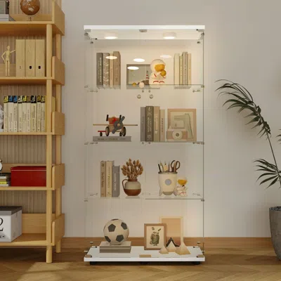 Agaile Tempered Glass Display Cabinet,wine Cabinet,storage Cabinet,file Cabinet,with A Variety Of Colors Of In Brown