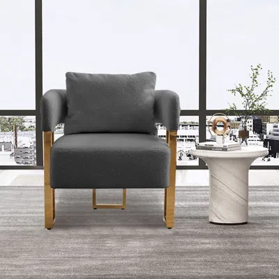 Agaile Ts Modern Decorative Chair, Living Room Side Chair With Gold Metal Legs, No Wheels, Suitable For Dre In Gray