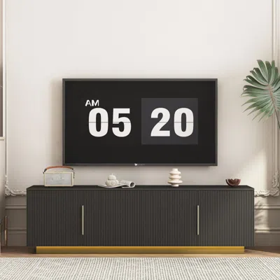 Agaile Tv Stand With 16 Color Leds,68" Modern Tv Stand, Tv Cabinet Entertainment Center For 55 60 65 Inch T In Black