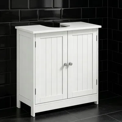 Agaile Under Sink Bathroom Cabinet, Pedestal Sink Storage Cabinet With 2 Doors In White
