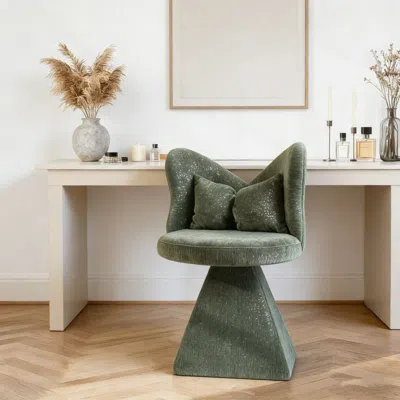 Agaile Vanity Chair With Butterfly Back,swivel Accent Chair Dining Chairs,makeup Stool For Bedroom Dressing In Green